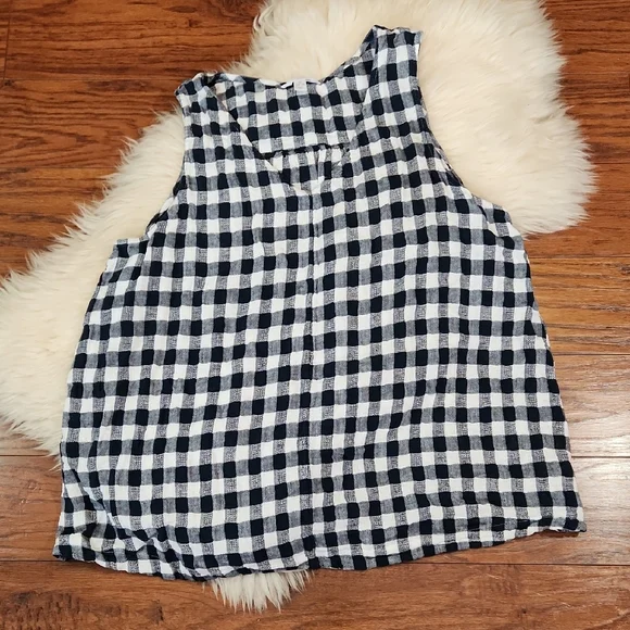 Time And Tru Navy Blue Check Tank Top - Picture 1 of 4